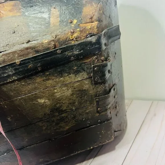 Antique Chinese Rice Grain Harvest Basket Bucket Scoop Measure Wood Baskets & Bins